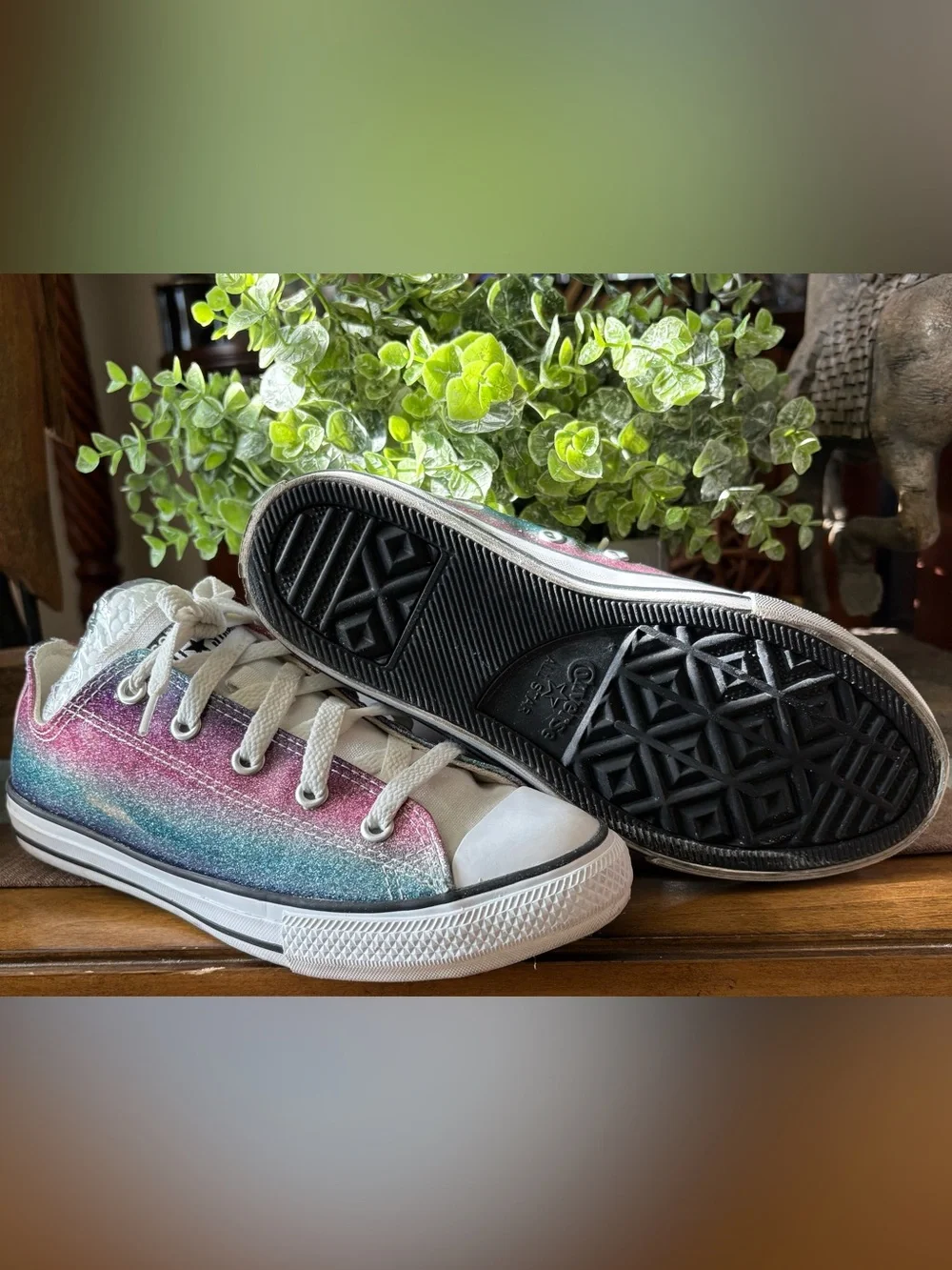 Converse Kids Glitter Gradient Low Top Sneakers - Pink Blue Purple